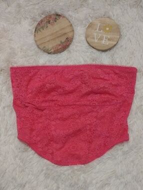 PINK Victoria's Secret hot Pink lace Cinched Corset Top Medium 🆕